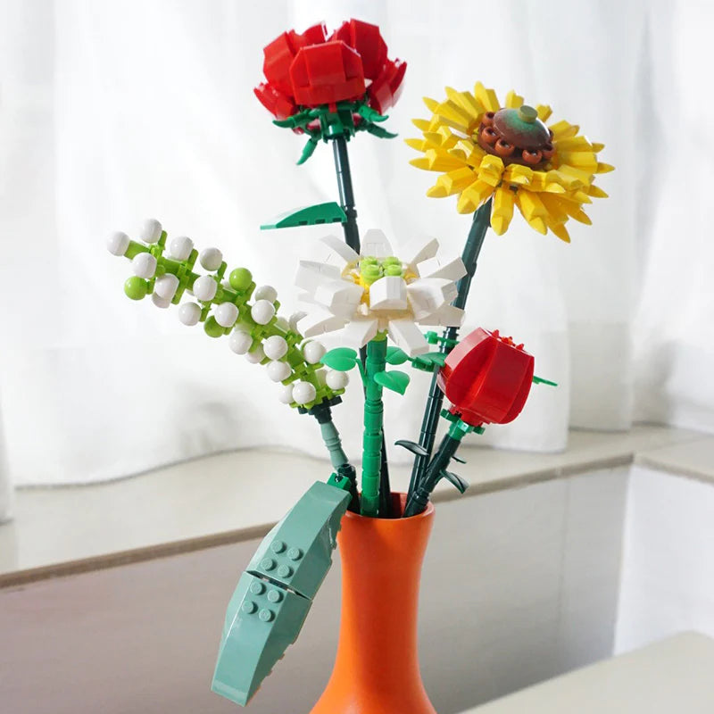 Sunflower Rose Saffron Hypericum | LOZ 1659 Mini Block Eternal Flower