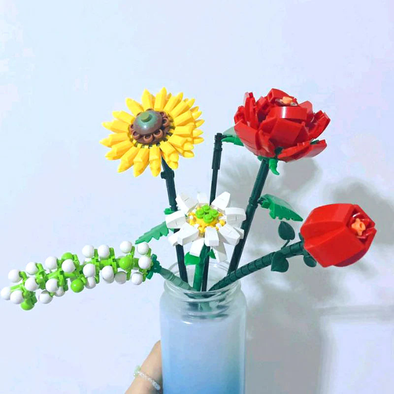 Sunflower Rose Saffron Hypericum | LOZ 1659 Mini Block Eternal Flower