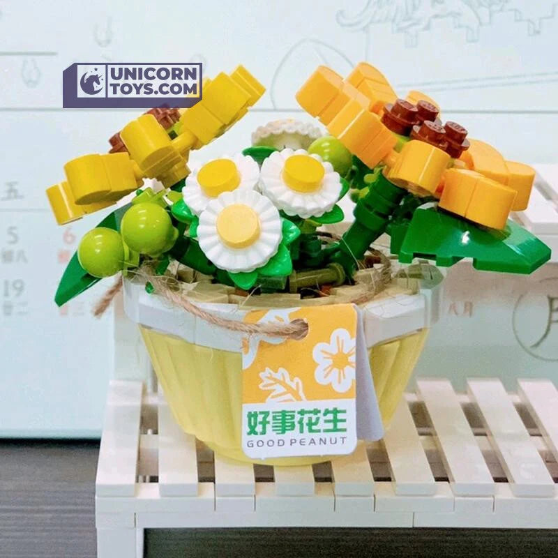 Baby's Breath & Daisy Flower Pot | LOZ 1674 Mini Block Eternal Micro Plants Set