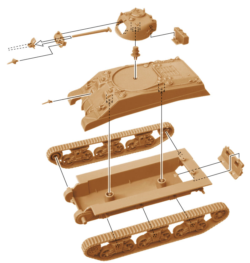 1:72 M4A2 SHERMAN III (2 FAST ASSEMBLY