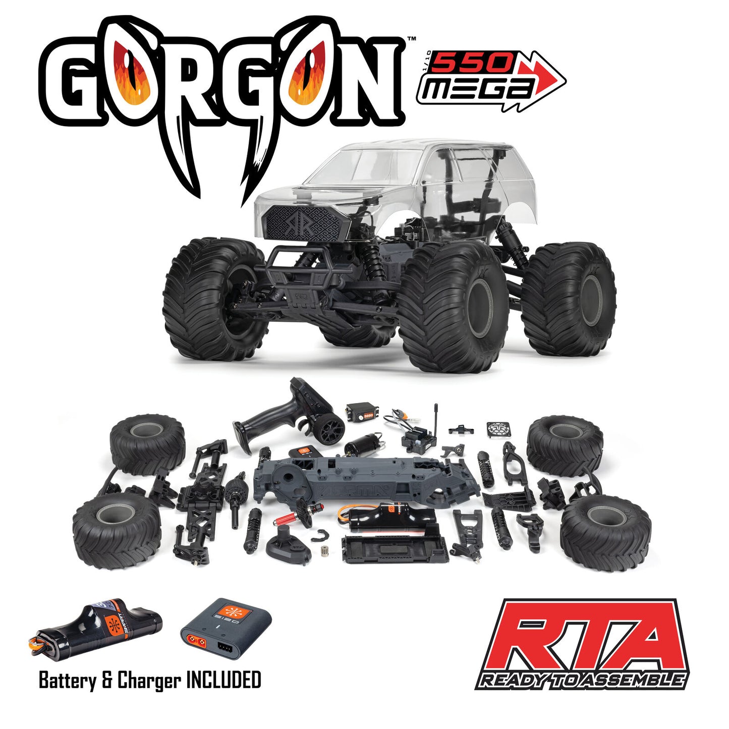 GORGON 4X2 Monster Truck Ready-To-Assemble KIT COMBO - Clear
