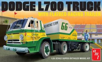 AMT1368 — 1/25 1966 Dodge L700 Truck w/ Flatbed Racing Trailer