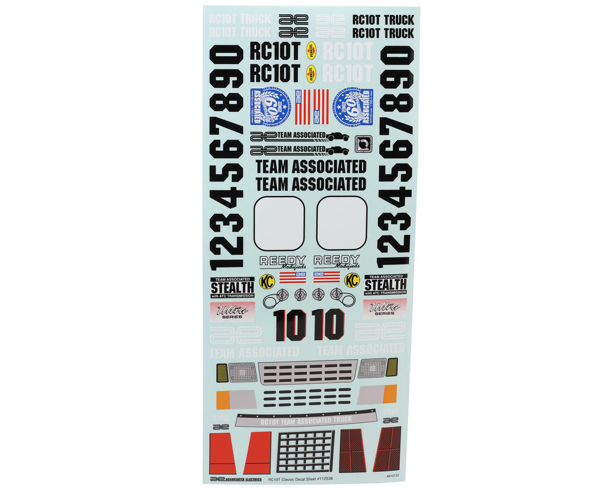 RC10T Classic Decal Sheets