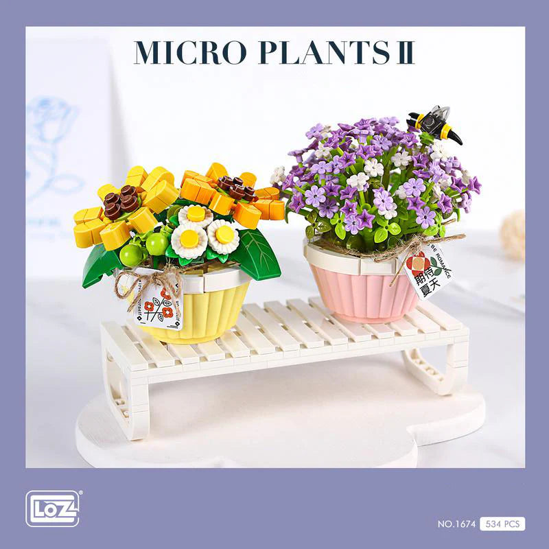 Baby's Breath & Daisy Flower Pot | LOZ 1674 Mini Block Eternal Micro Plants Set