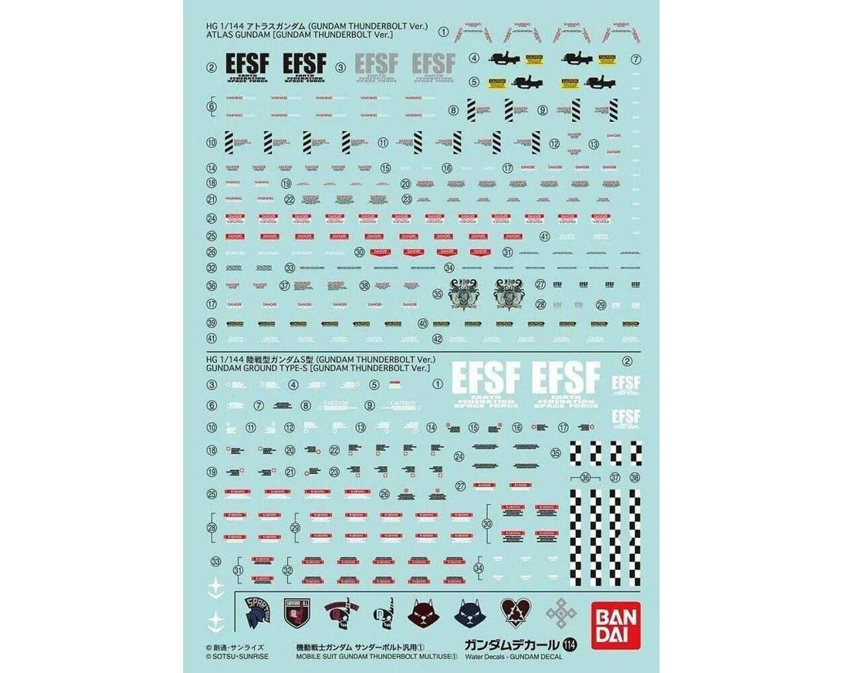 GD-114 Gundam Thunderbolt Multiuse Waterslide Decals