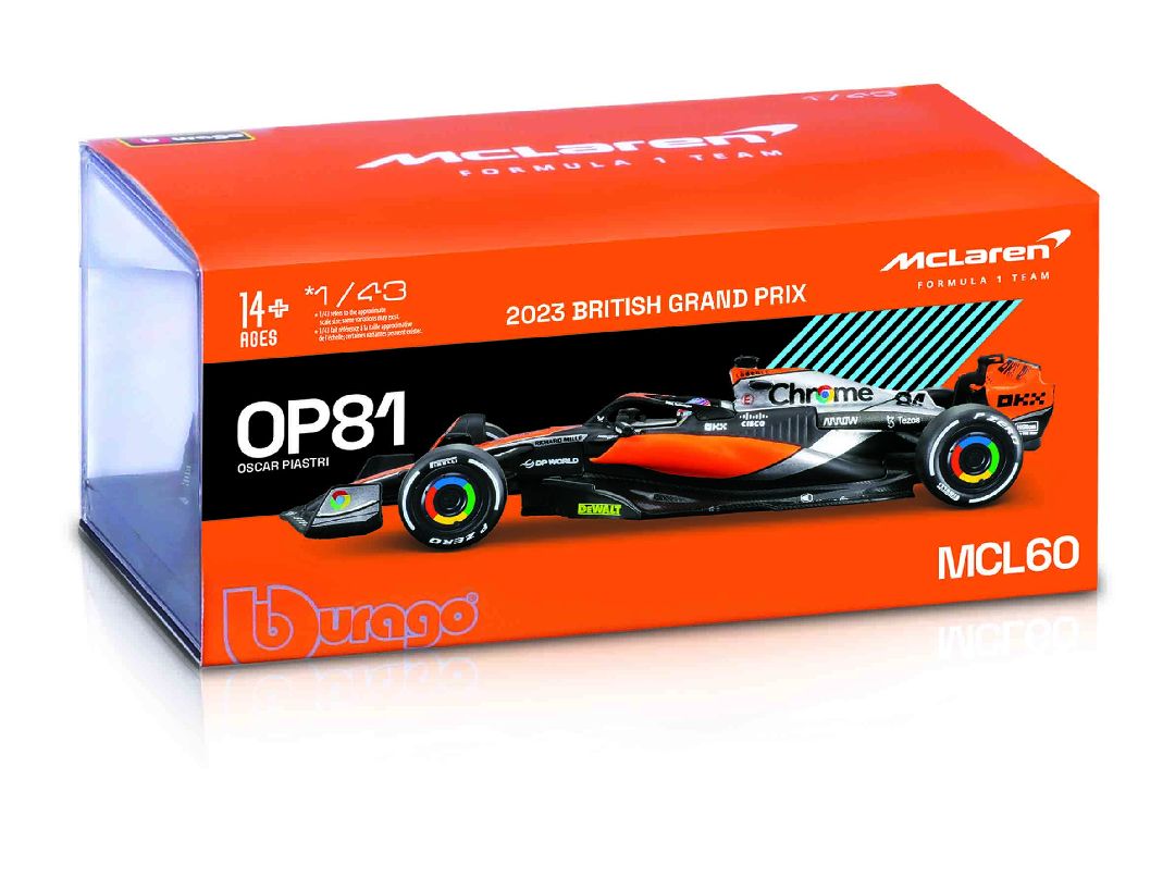 Bburago 1/43 Race McLaren Racing MCL60 (2023) w/ driver (Norris #4)