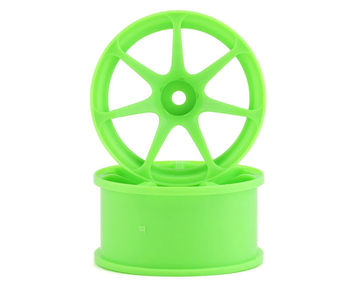 AVS 7-Spoke Drift Wheels (Green) (x2) (5mm Offset)