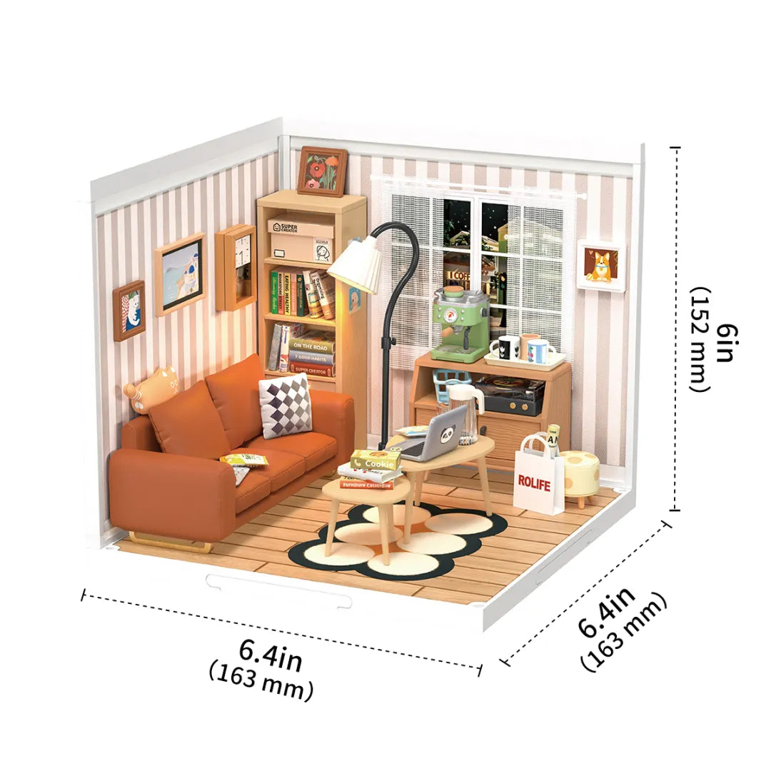 Cozy Living Lounge DIY Miniature 3D Plastic Model Kit
