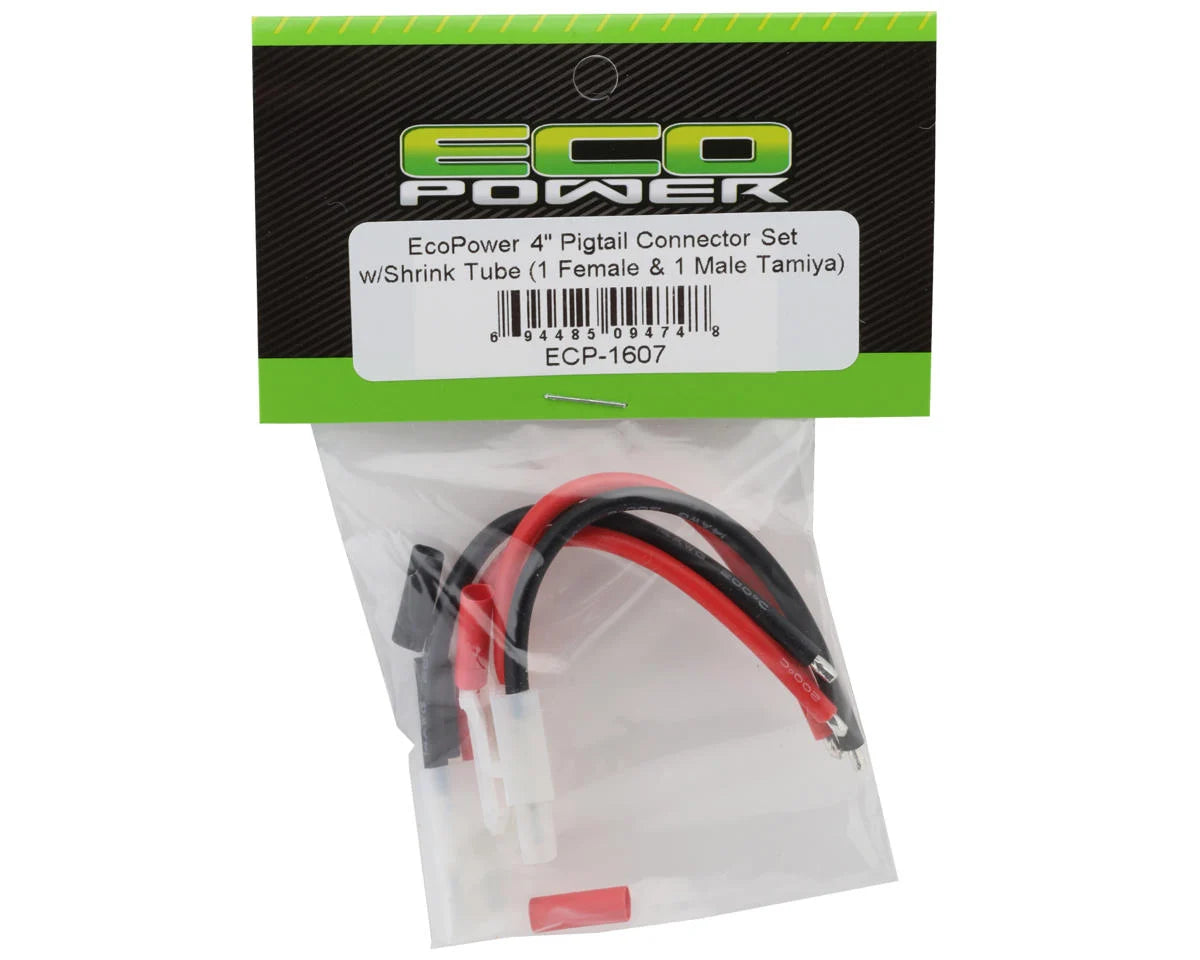 Tamiya Pre-Wired Pigtail Connectors (x2) (Female/Male) w/Shrink Tube