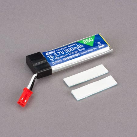 1S 3.7V 500mAh 25C Li-Po Battery; JST-RCY