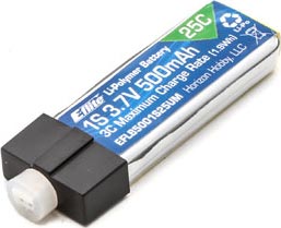 500mAh 1S 3.7V 25C w/JST-PHR-2 Connector (High Current UMX)