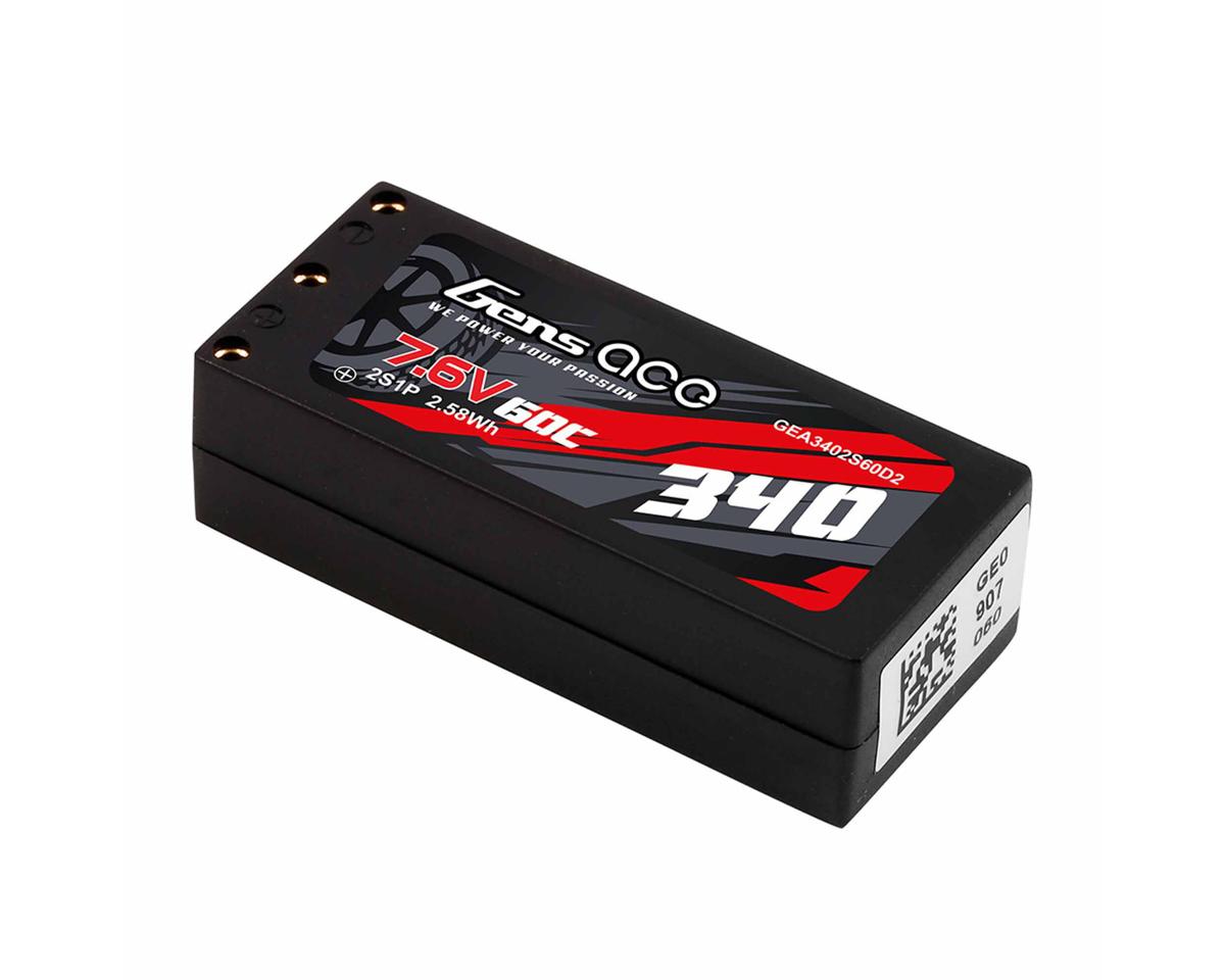 2S 60C Hardcase Shorty LiHV Battery (7.6V/340mAh) w/2mm Bullets