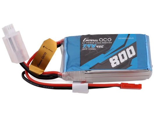 2s LiPo Battery 45C (7.4V/800mAh) w/JST Connector