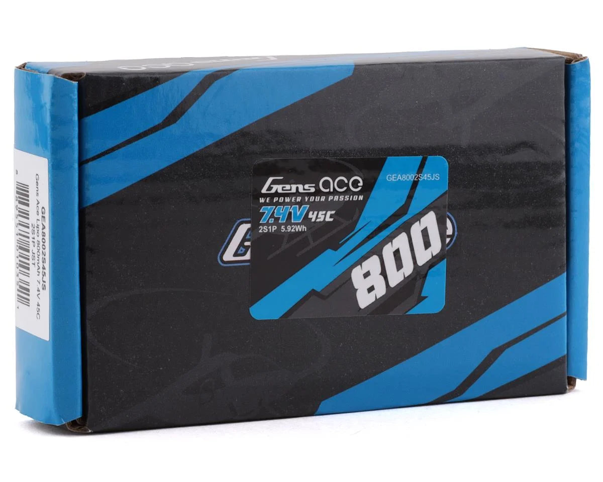 2s LiPo Battery 45C (7.4V/800mAh) w/JST Connector
