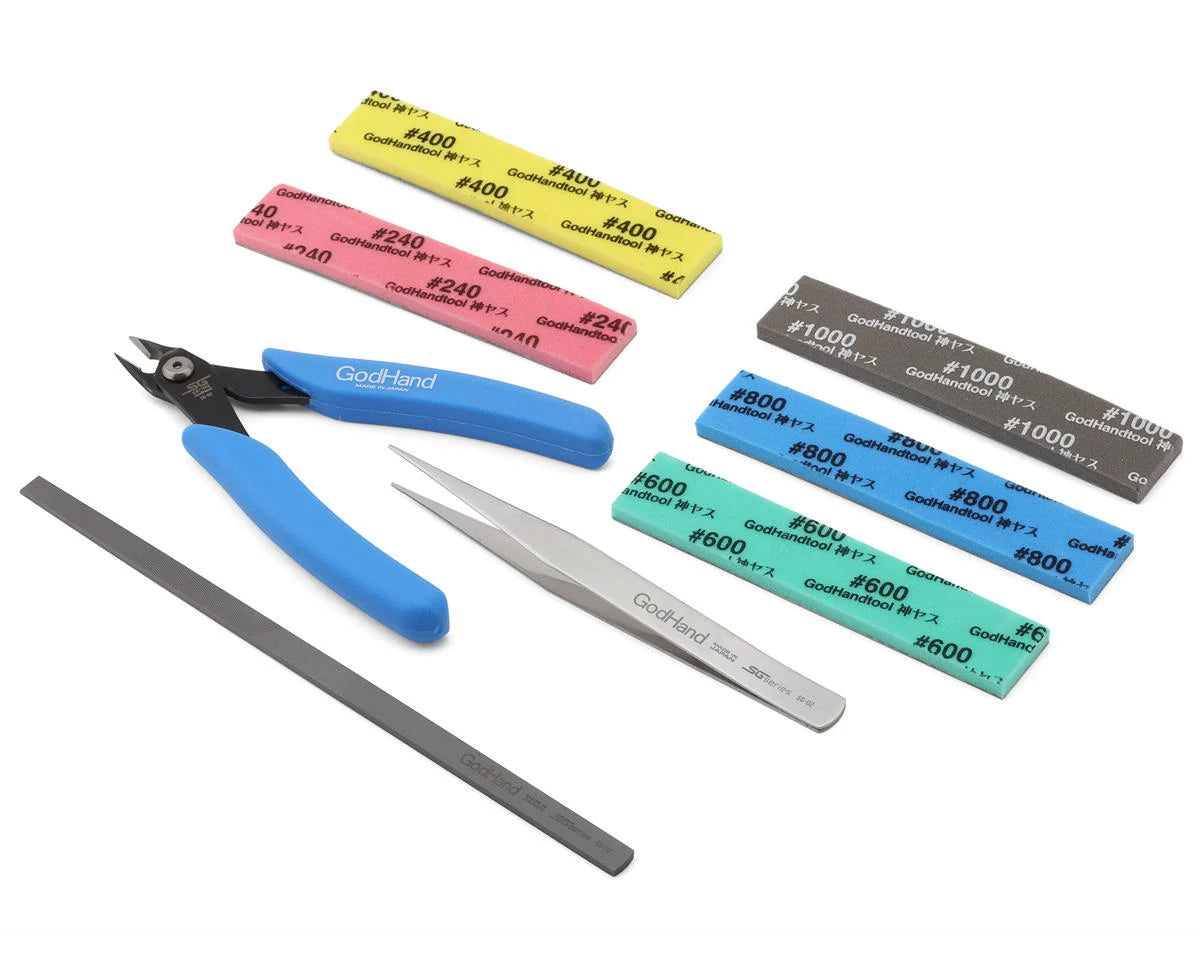 Model Builder's Nippers & Sanding Sticks Starter Tool Set w/Tweezers & Carrying Case