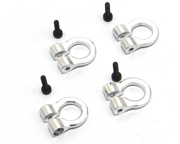1/10 Scale Aluminum Silver Tow Shackles (D-Rings), for Axial SCX10 Jeep