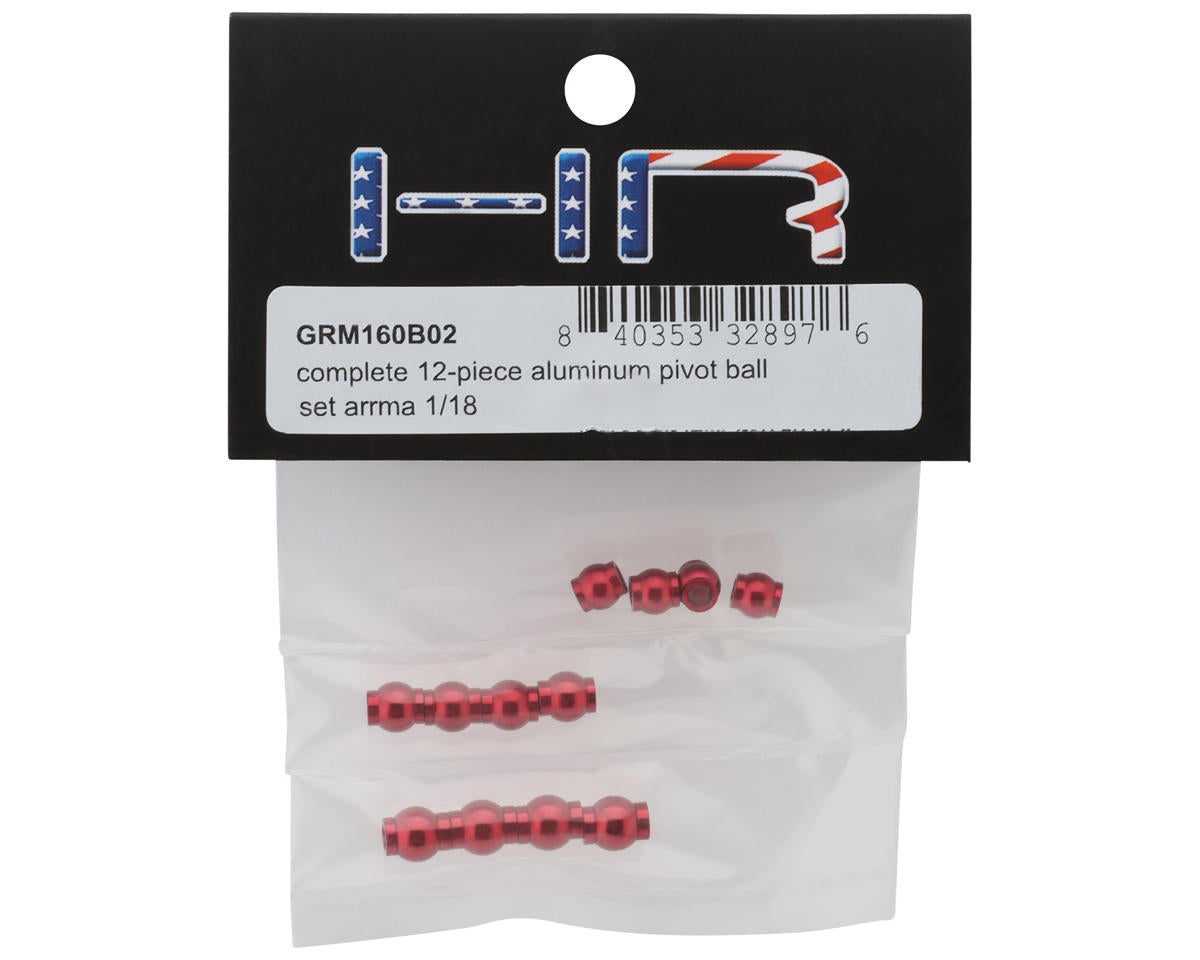 Arrma Grom 1/18 Aluminum Pivot Ball Set (Red) (x12)