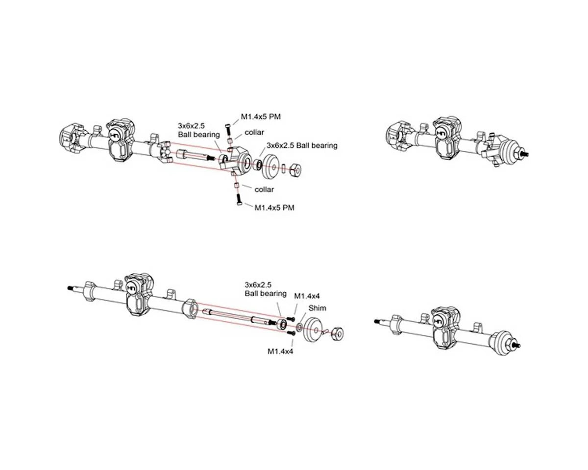 SCX24 +4mm Brass Axle Weight (x4) (5g)