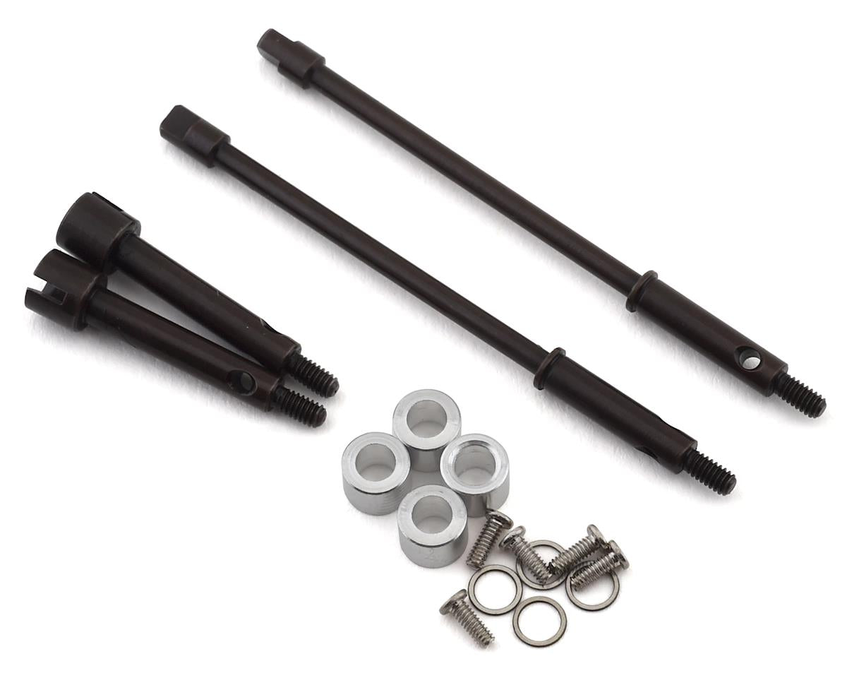SCX24 +4mm Wide Track Steel Drive Stub Axle Set