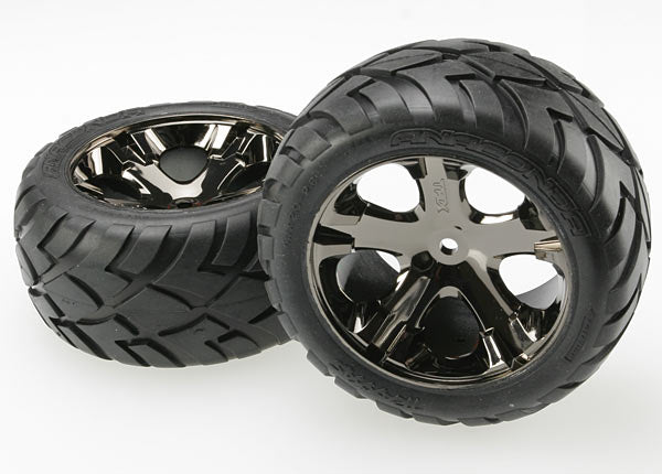 All-Star 2.8" Black Chrome Wheels & Anaconda Tires (x2)
