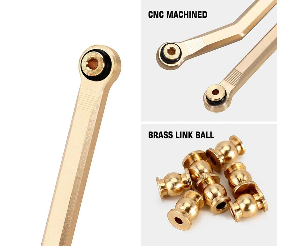 Axial SCX24 Brass High Clearance Suspension Links Set (43g) (Gold) (Gladiator/Power Wagon) (155mm Wheelbase)