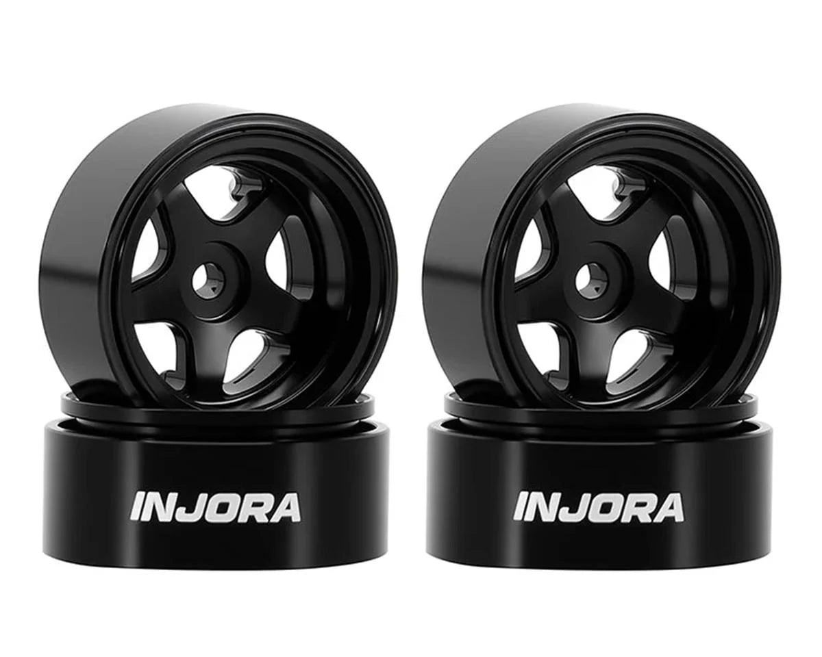 Axial SCX30 0.7" 5-Spoke Aluminum Micro Rock Crawler Beadlock Wheels (Black) (4) (3.4g ea)