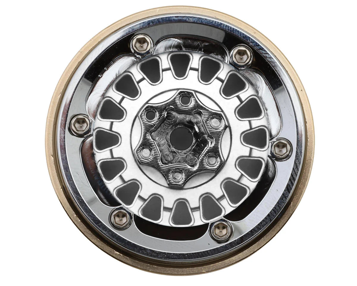 1.3" ModuWheel Brass & Aluminum Micro Crawler Beadlock Wheels (Silver) (4) (40.5g ea) (-4.05mm Offset)