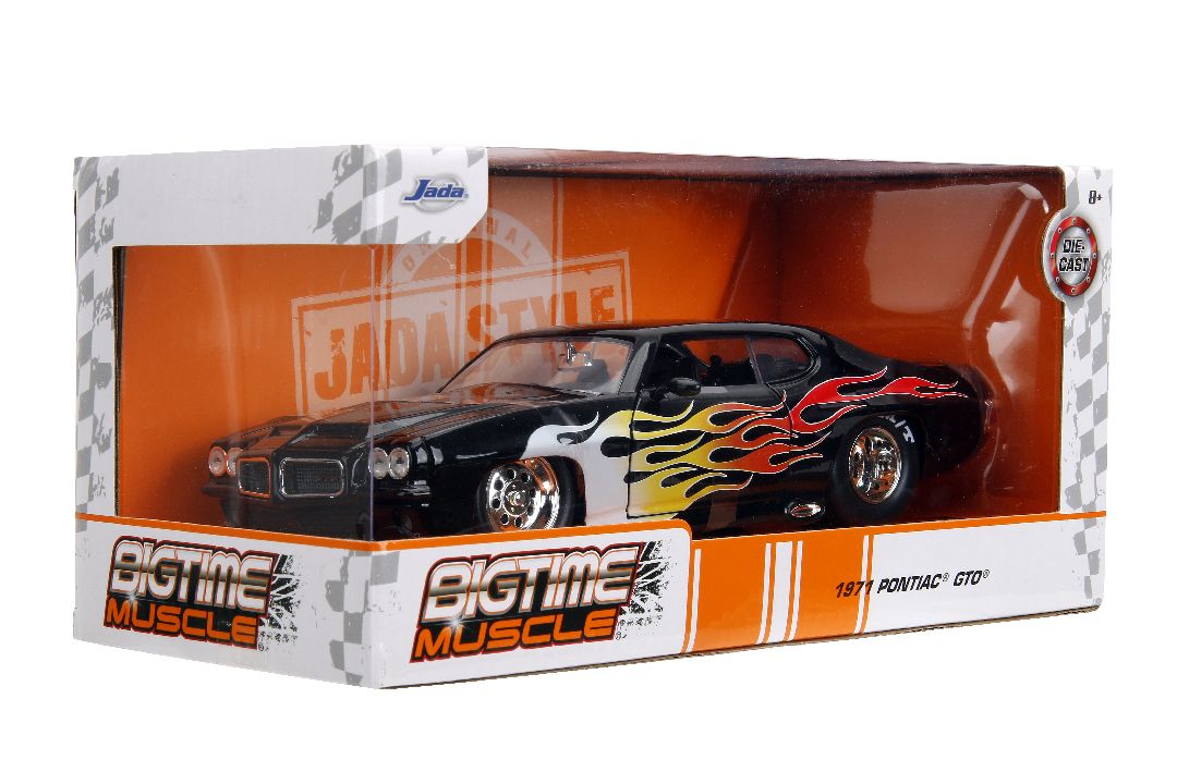 1/24 "BIGTIME Muscle" 1971 Pontiac GTO Judge - Glossy Black, Flames