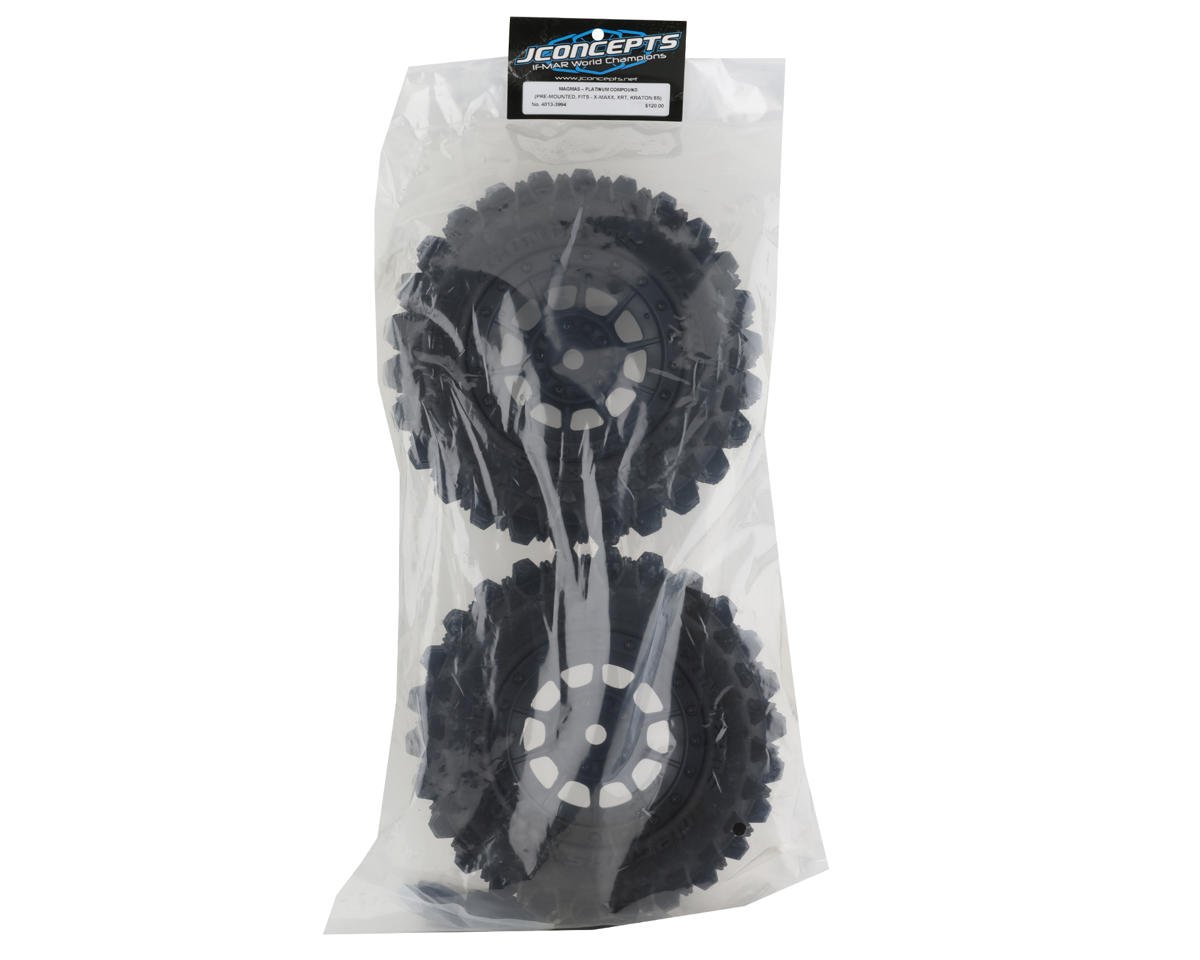 Magma Pre-Mounted Monster Truck Tires w/Hazard Wheel (Black) (2) (Platinum)
