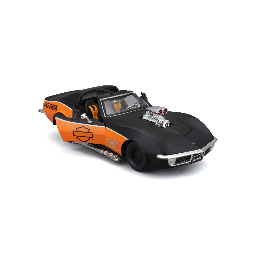 Maisto 1/25 Harley Davidson Custom 1970 Chevy Corvette (Black/Orange)