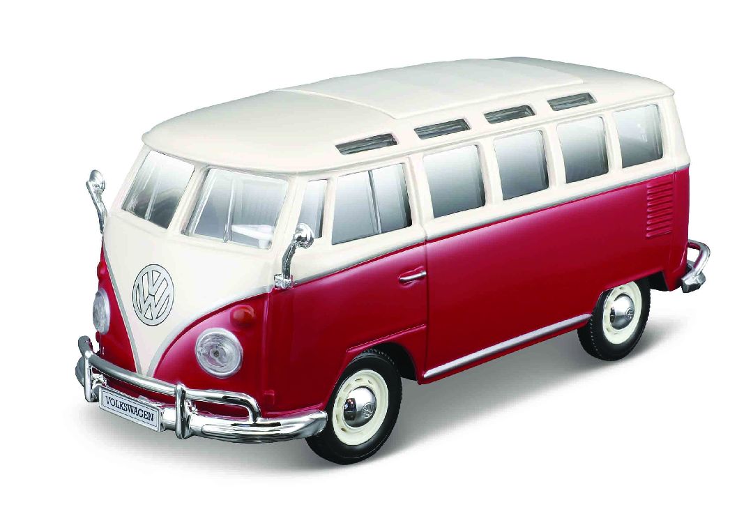 Maisto Assembly Line 1/25 1962 VW Samba Van (White/Red)