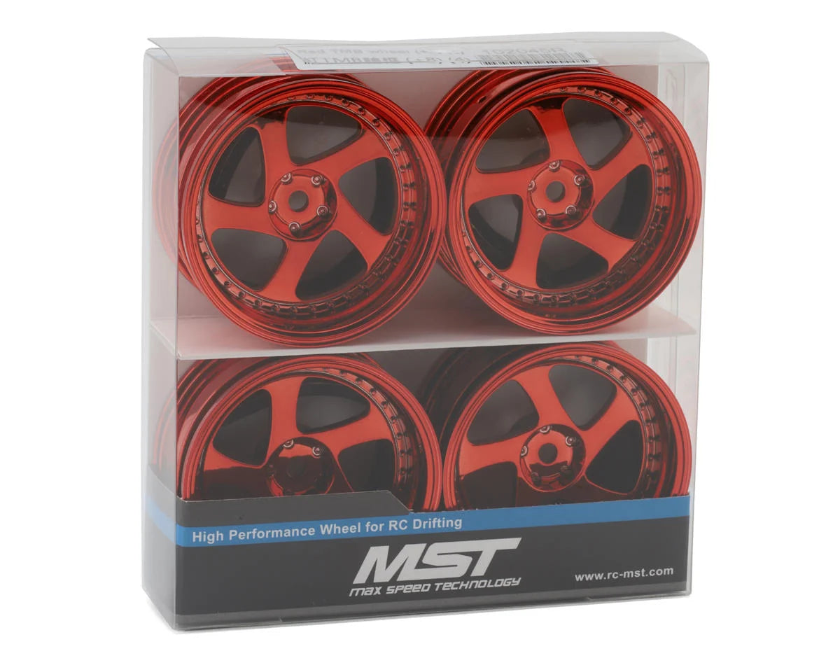 TMB 1/10 Drift Wheels (Red) (+8) (4) w/Mounting Foam