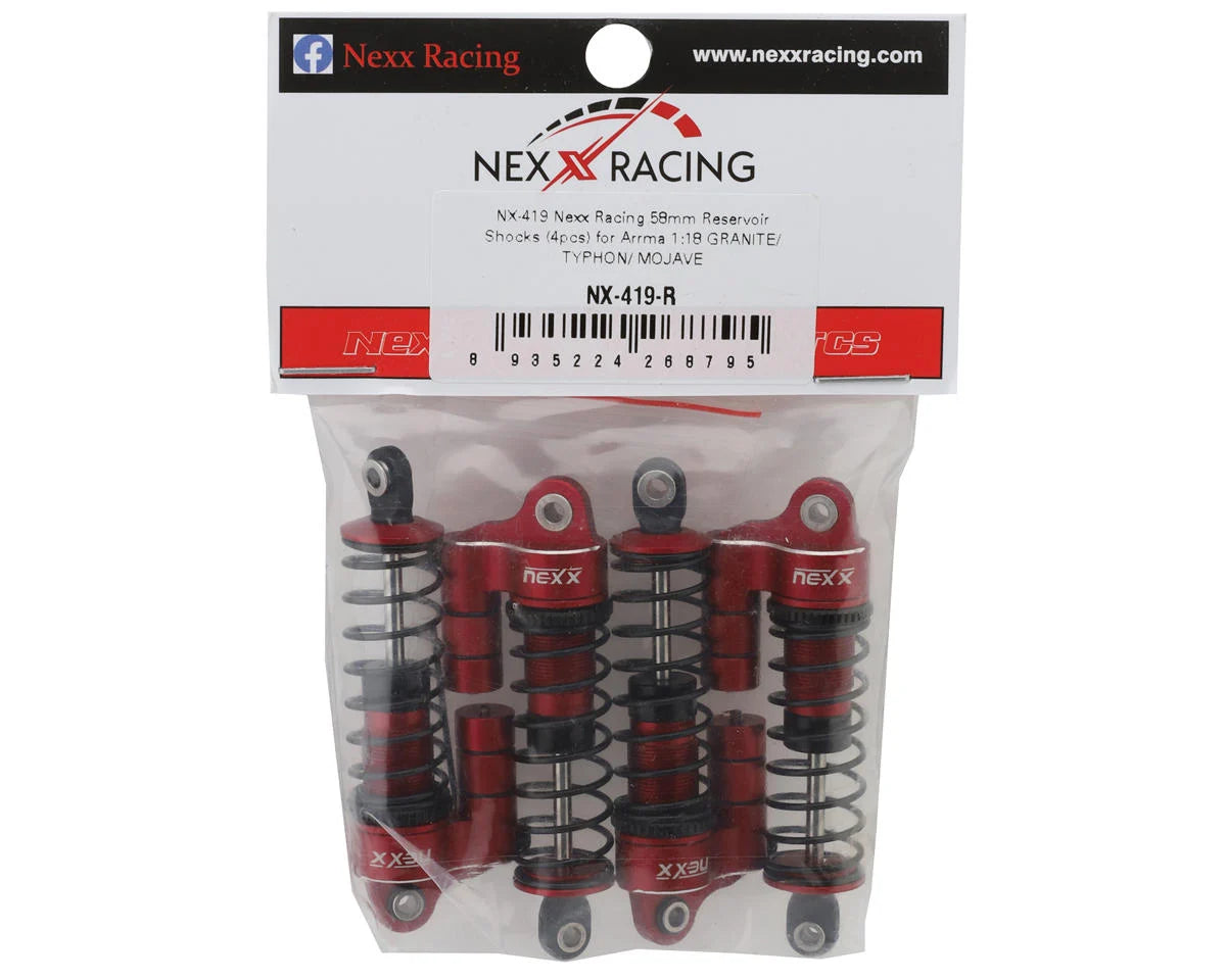 Grom Reservoir Threaded Aluminum Oil-Filled Shocks (Red) (4) (58mm)