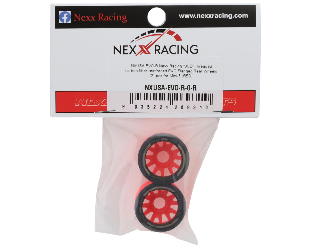 Mini-Z RWD "JUD" EVO Rear Threaded Side-Wall Carbon Fiber Rims (0mm Offset) (Red) (2)
