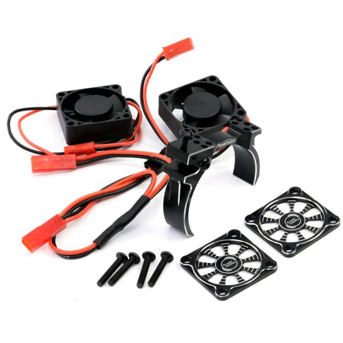 1/8 Aluminum Heatsink w/ 30mm Twin Turbo High Speed Cooling Fans, Black