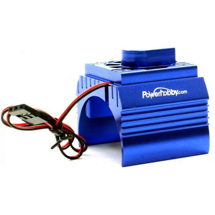 Aluminum Motor Heatsink/ Fan for 540 and 550 Size Motors, BLUE