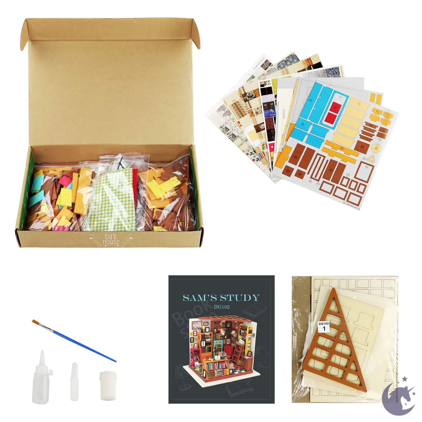 Sam's Study | Robotime DG102 DIY 1:24 Dollhouse Miniatures Kit
