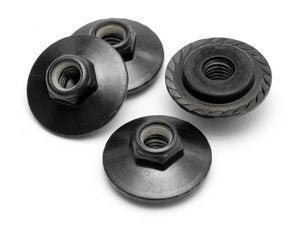Flanged Lock Nut, M5X8mm, Black, (4pcs)