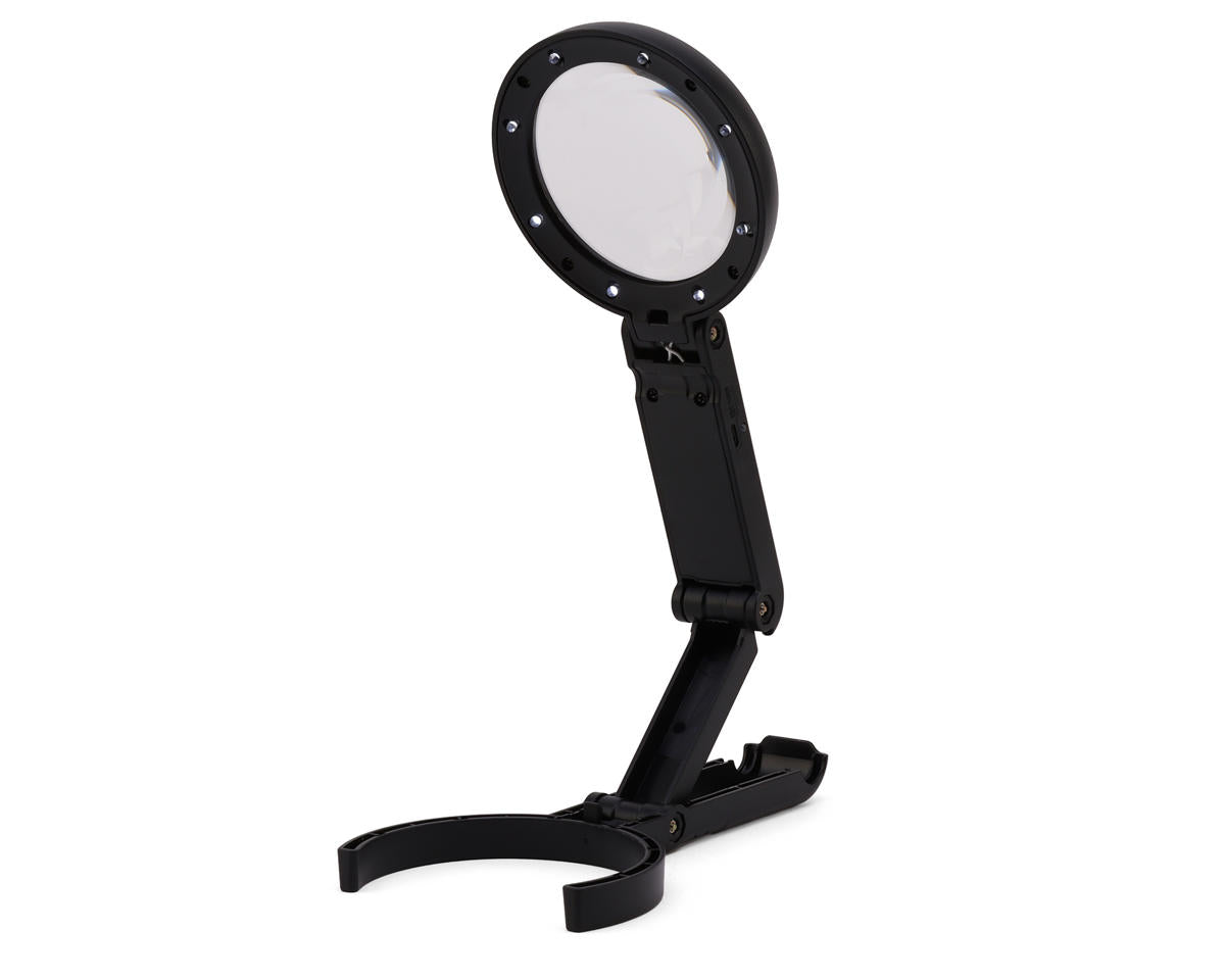Lightcraft Foldable LED Magnifier (5x) (11x Auxiliary) w/Battery, USB Cable & Built-In Stand
