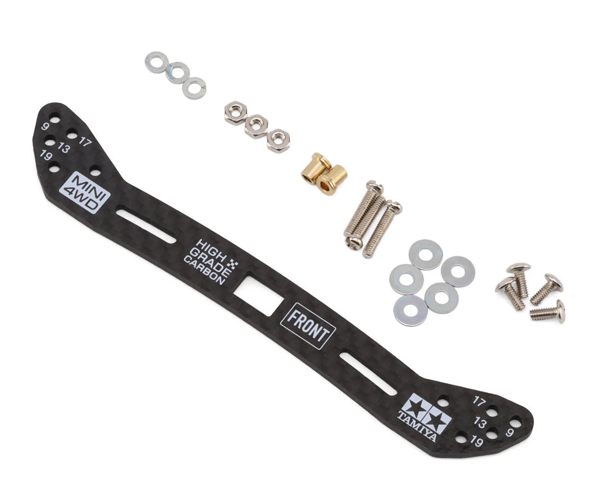 JR Mini 4WD 2mm HG Carbon Fiber Wide Front Plate (Sliding Dampers)
