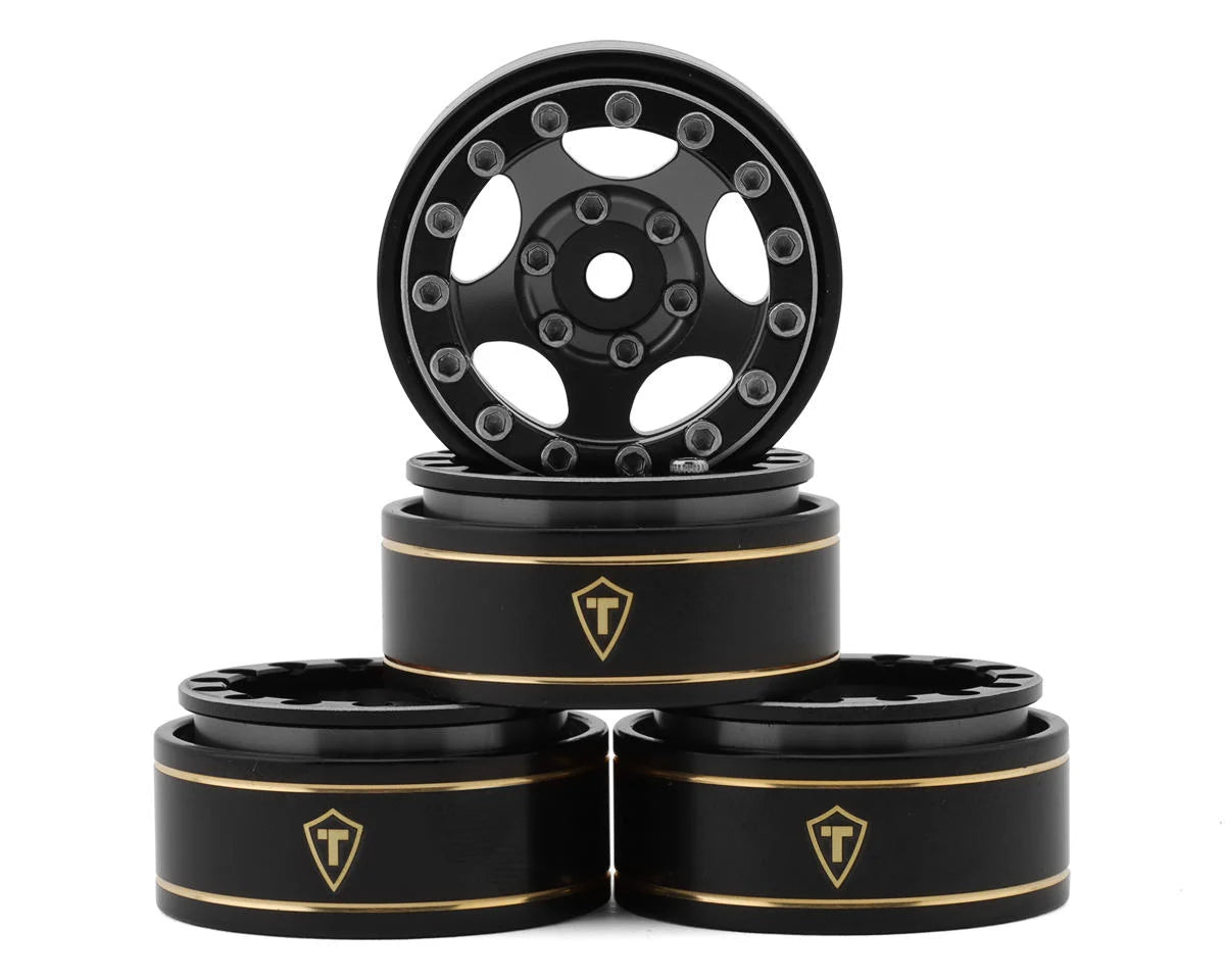 5-Spoke Beadlock Wheels 1.0" (Black/Grey) (4) (22.4g)