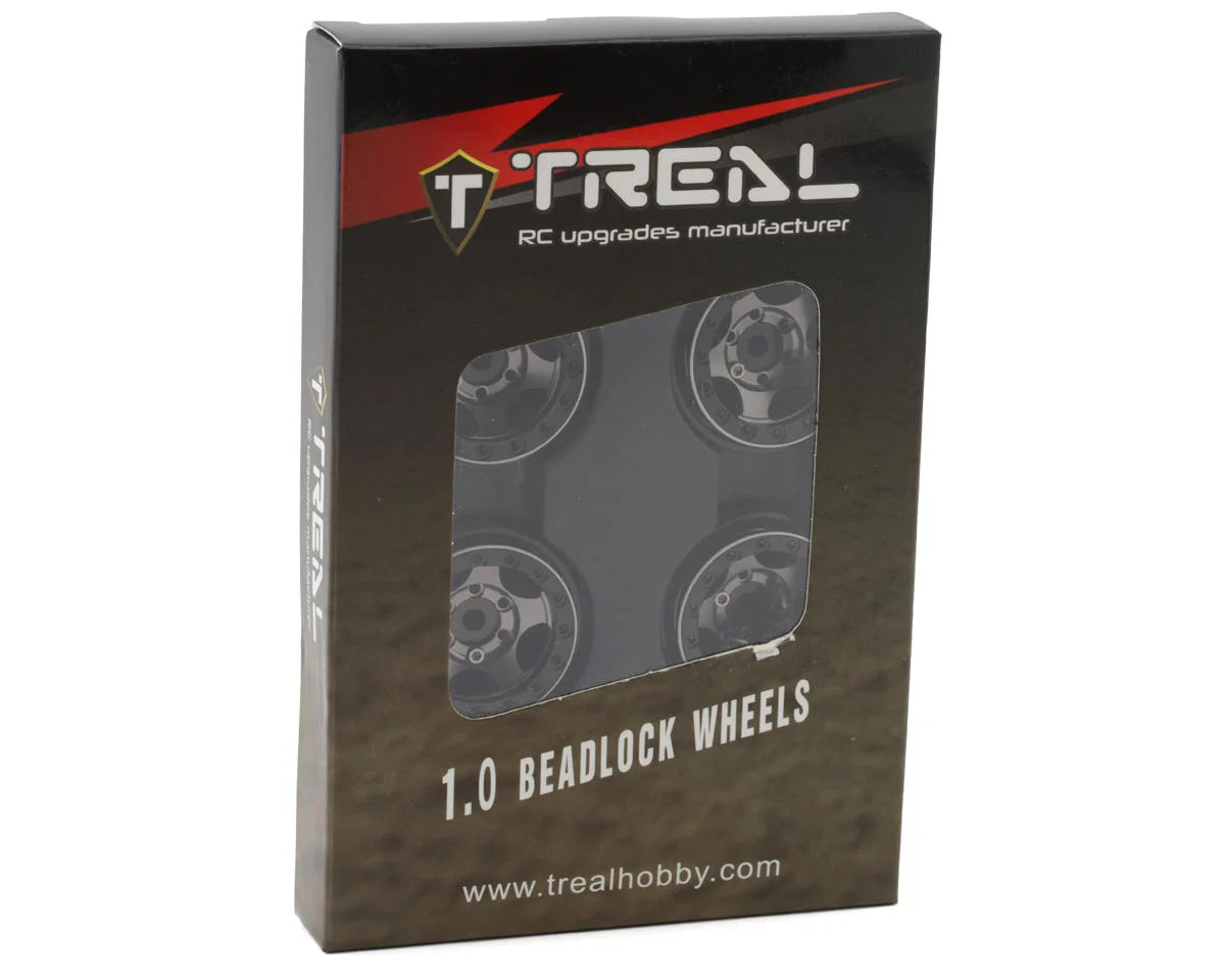 5-Spoke Beadlock Wheels 1.0" (Black/Grey) (4) (22.4g)