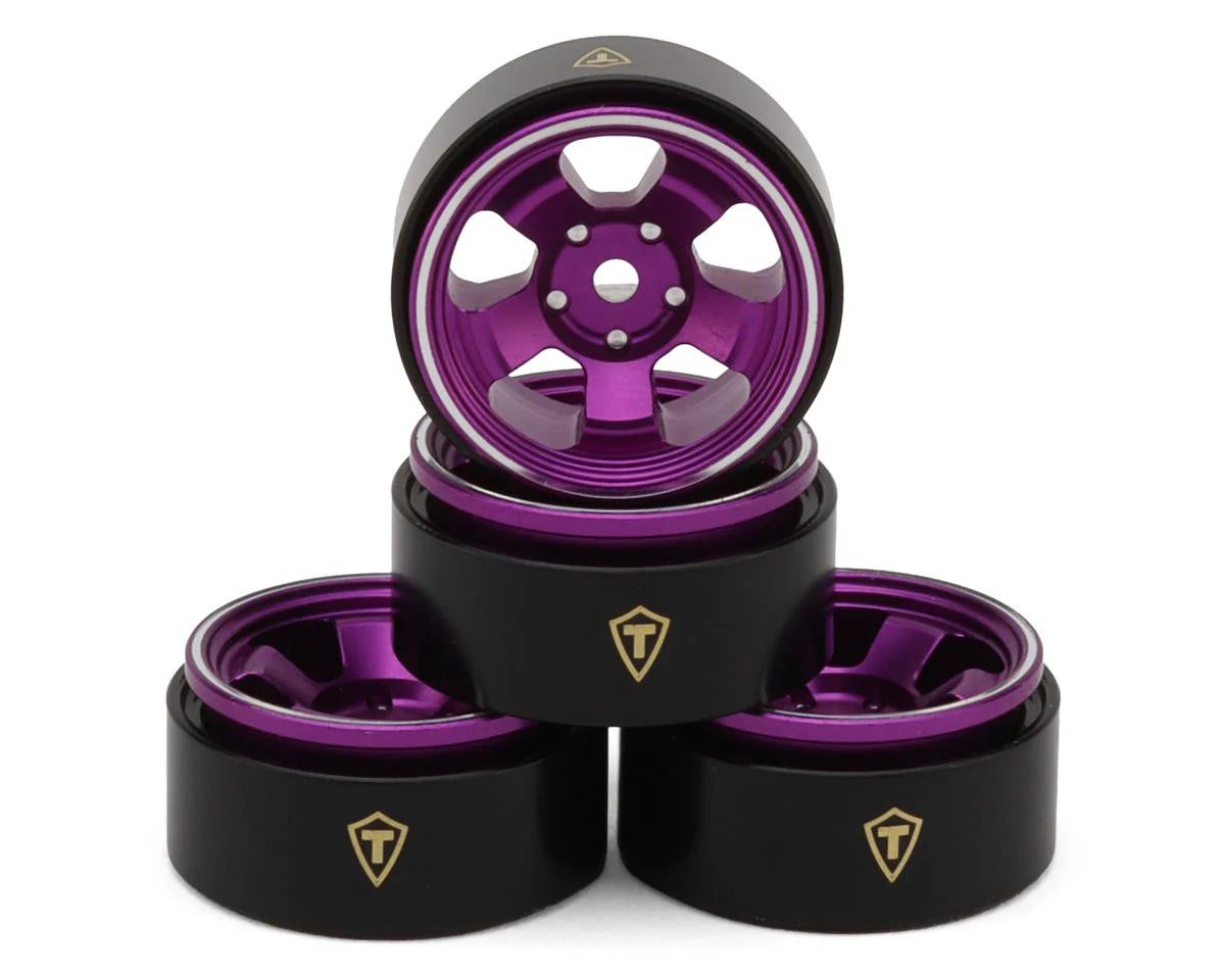 Axial SCX30 Type B 0.7" 5-Spoke Aluminum Micro Rock Crawler Beadlock Wheels (Purple) (4)