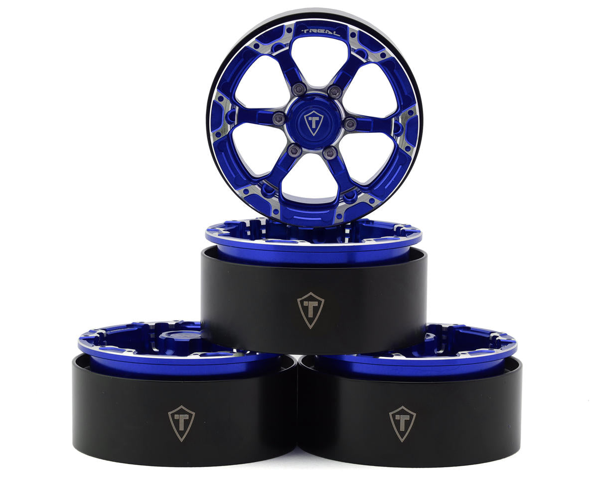 Type 4P 1.9" 6-Spoke Beadlock Wheels (Blue) (x4)