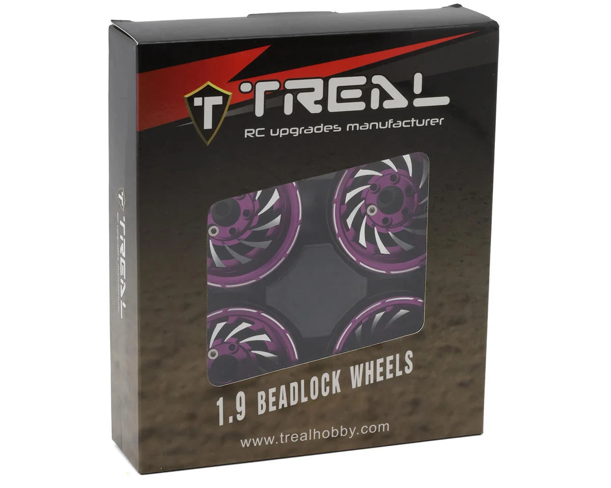 Cyclone 1.9" Aluminum Beadlock Wheels (Purple) (4) (122.5g)
