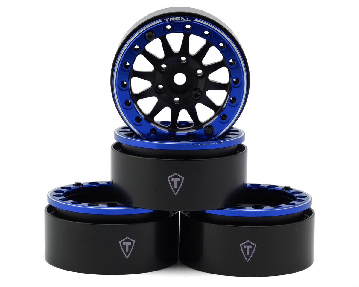 Type D 1.9" 12-Spoke Beadlock Wheels (Black/Blue) (x4)