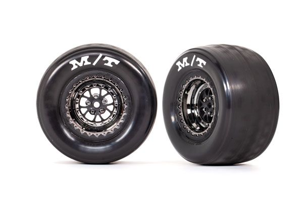 Rear Drag Tires & Wheels, Assembled (Black Chrome Wheels)