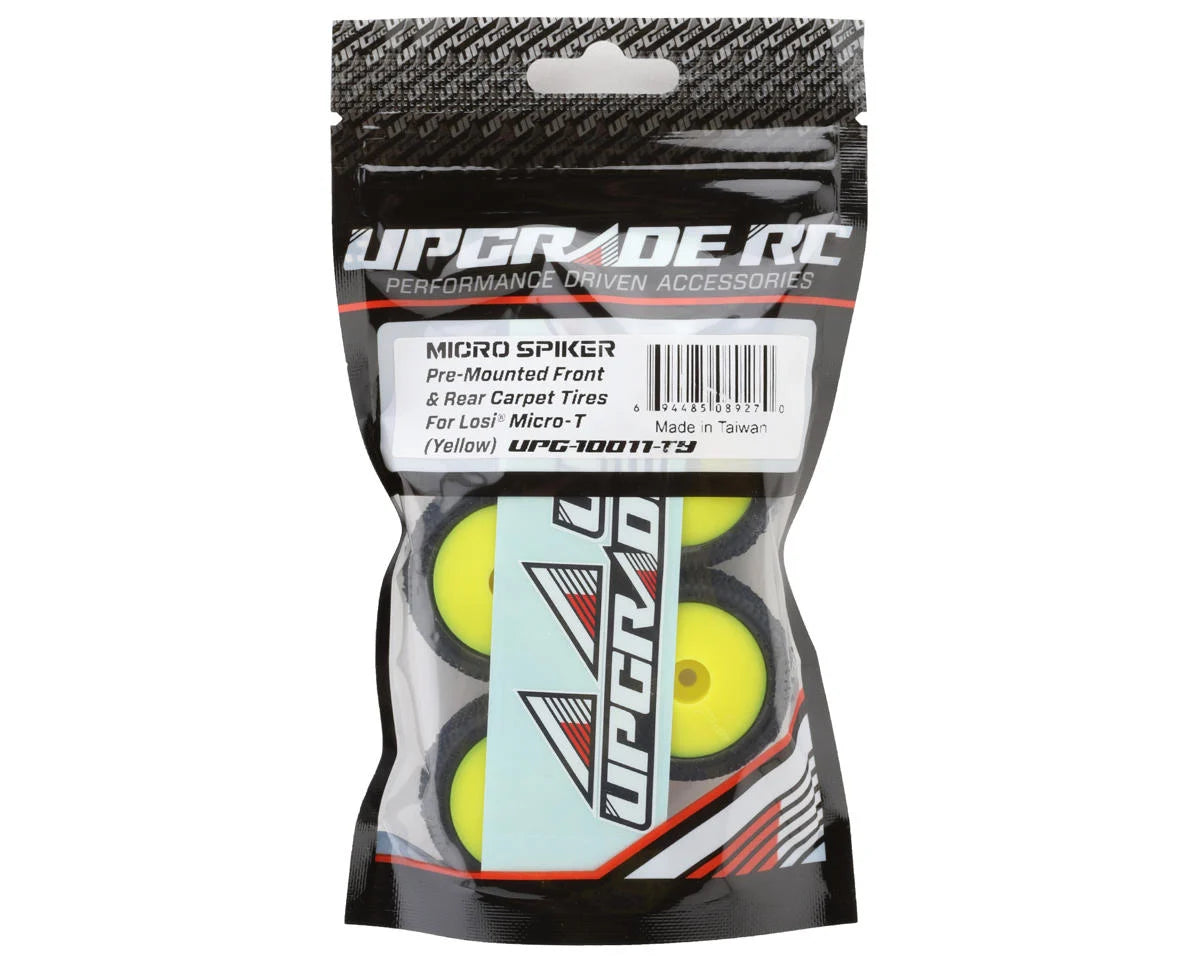 Micro Spiker Pre-Mounted Carpet Tires for Losi® Micro-T (Yellow) (4)