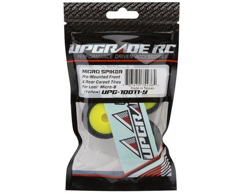 Micro Spiker Pre-Mounted Front and Rear Carpet Tires for Losi® Micro-B (Yellow)