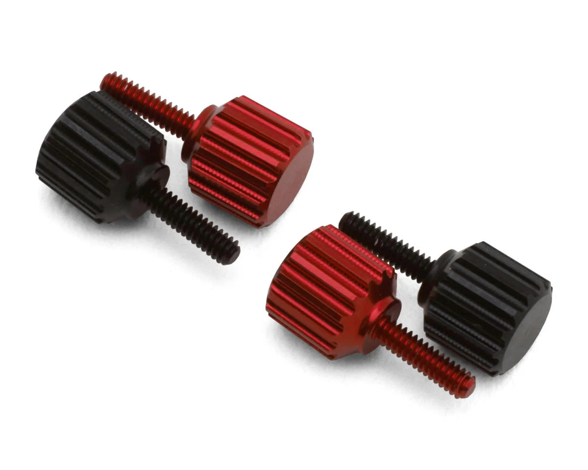7075 Aluminum 1.4mm Thumbscrews for Losi® Micro-B™ Micro-T™ (Black/Red) (4)